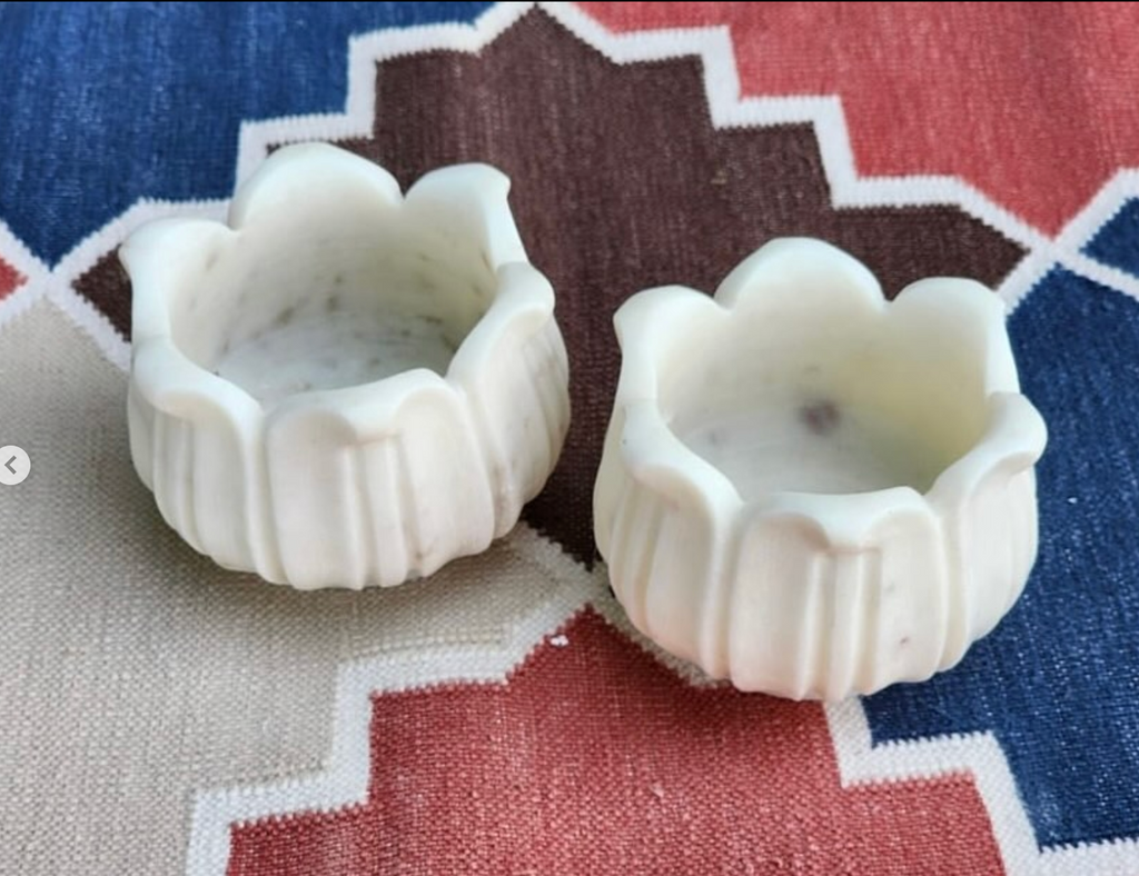 Marble Flower-Shaped Tea Light/ Candle Stand