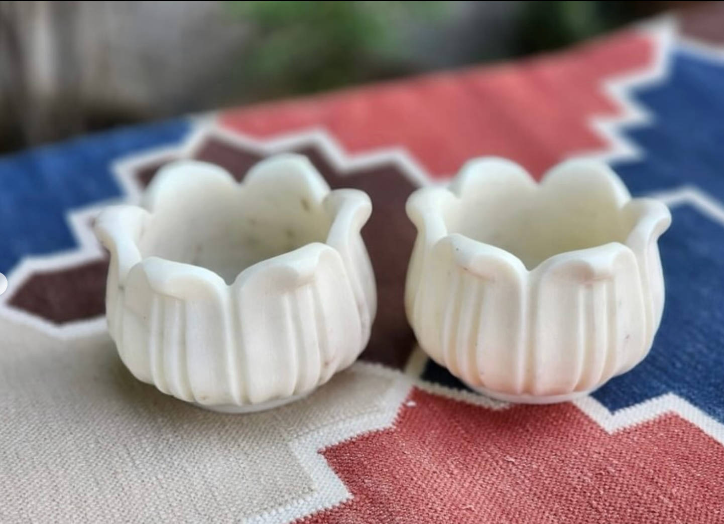 Marble Flower-Shaped Tea Light/ Candle Stand